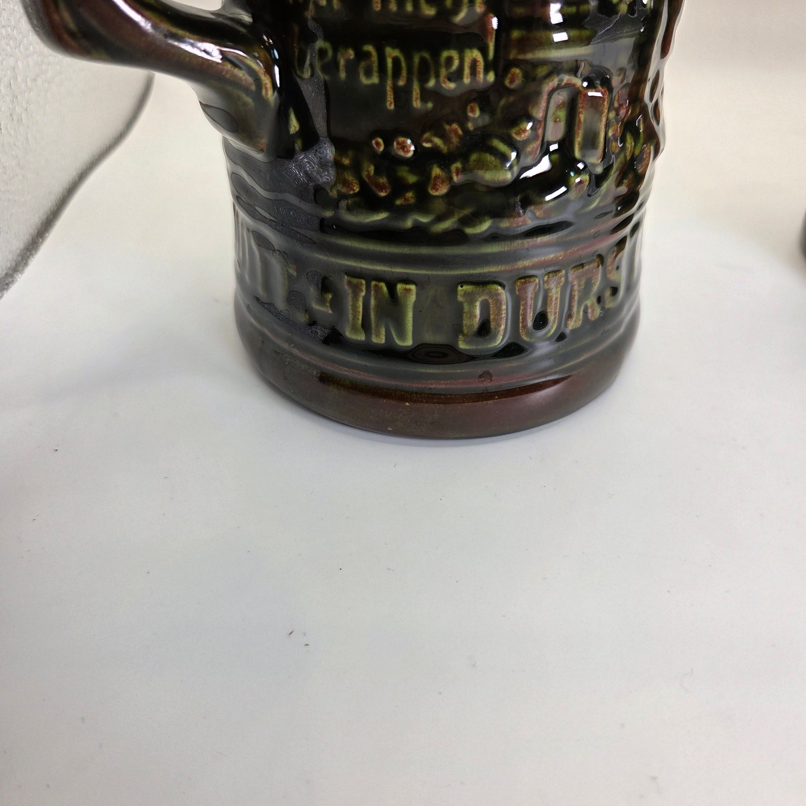 Vintage German Style Beer Steins Pair Signed “Sam :)” 8.5” Brown Glaze