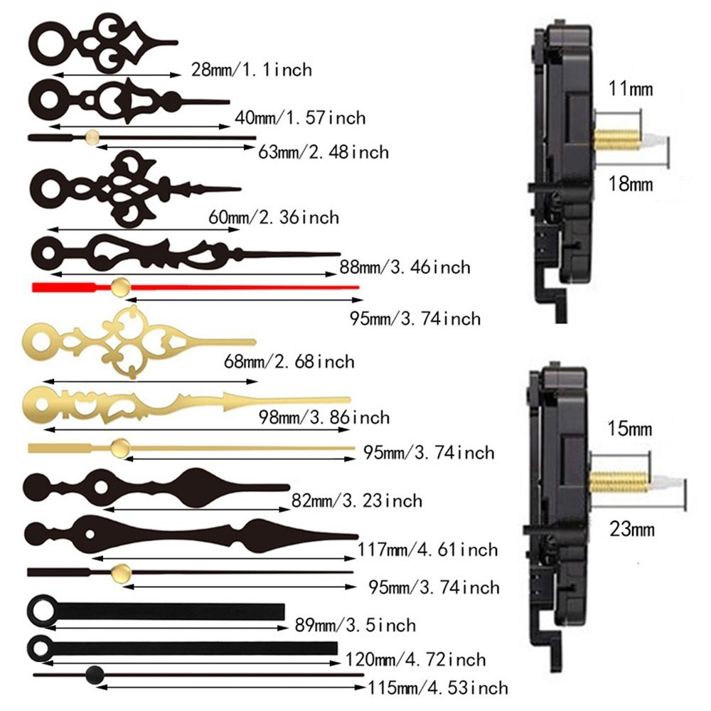 Pendulum Clock Movement Kit with 2 Mechanisms and 6 Stylish Clock Hands