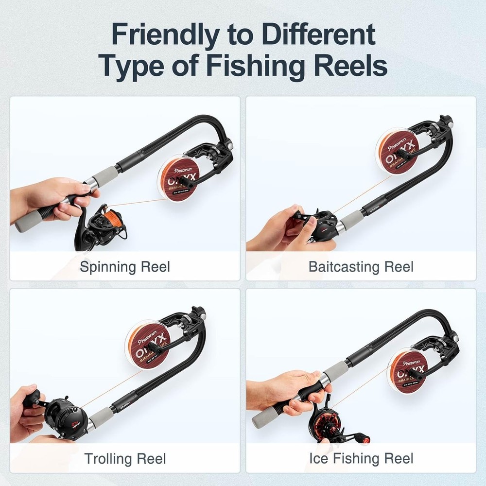Spooling Station System for Fishing Line - Compact Holder with Adjustable Width
