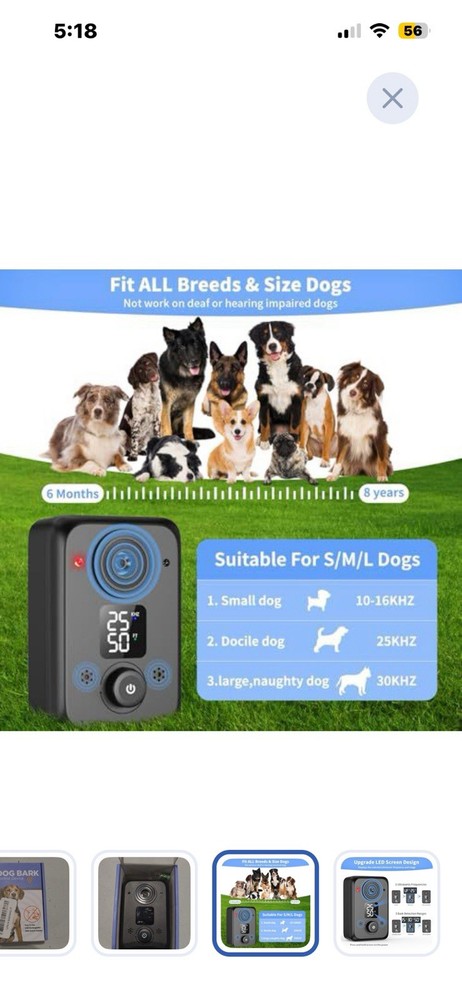 Anti Barking Device USB Rechargeable Adjustable Frequency LED Screen Easy Use
