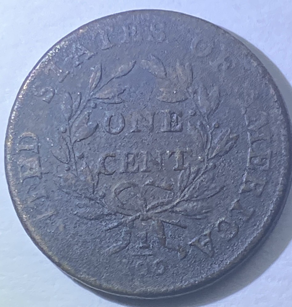 1798 US 1c Draped Bust Cent w Casing