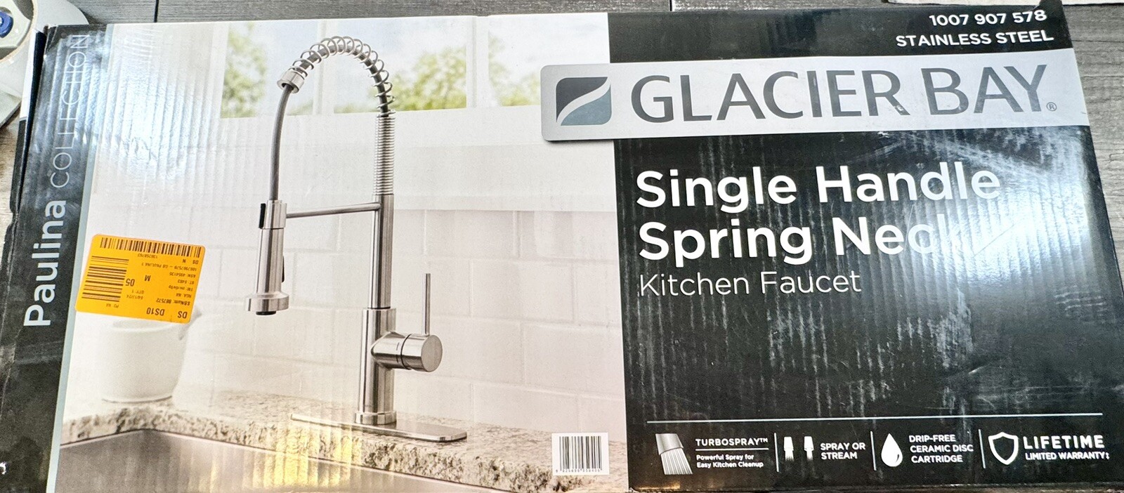Glacier Bay Paulina Single-Handle Spring Neck Sprayer Kitchen Faucet Stainless ￼