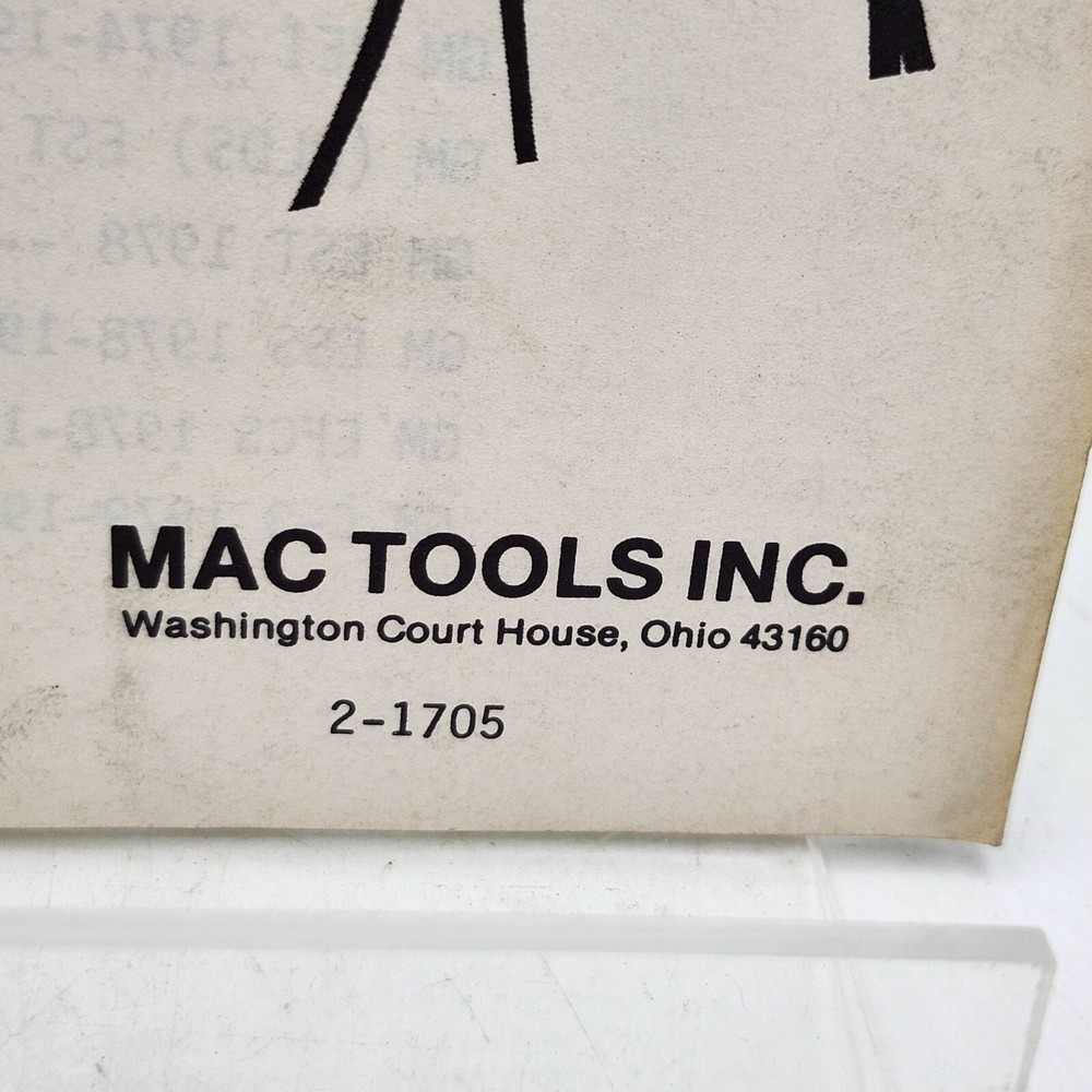 Mac Tools Electronic Ignition Instruction Guide Supplement