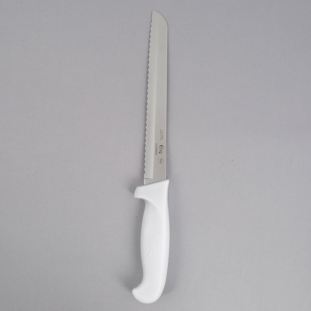 Choice 8" White Serrated Edge Bread Knife, NSF Listed