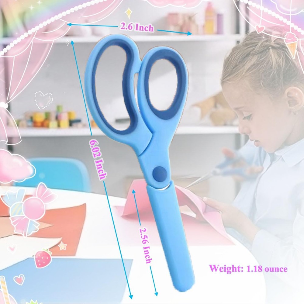 4Pcs Medium Scissors with Cover, Safety Scissors for Students, Multicolored