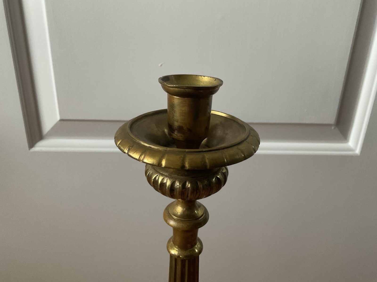 PAIR OF BRASS 16" JMJ HOLY FAMILY ALTAR CANDLE STICKS -175- (CHALICE CO.)