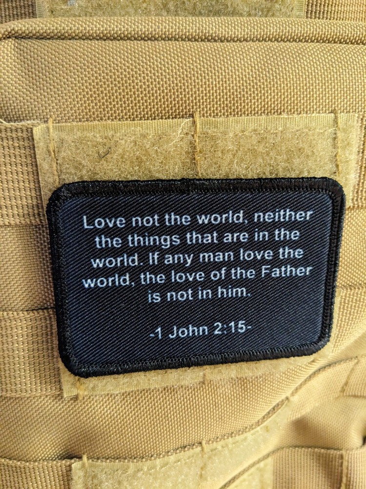 1 John 2:15 Bible verse 2x3" tactical hook & loop morale patch