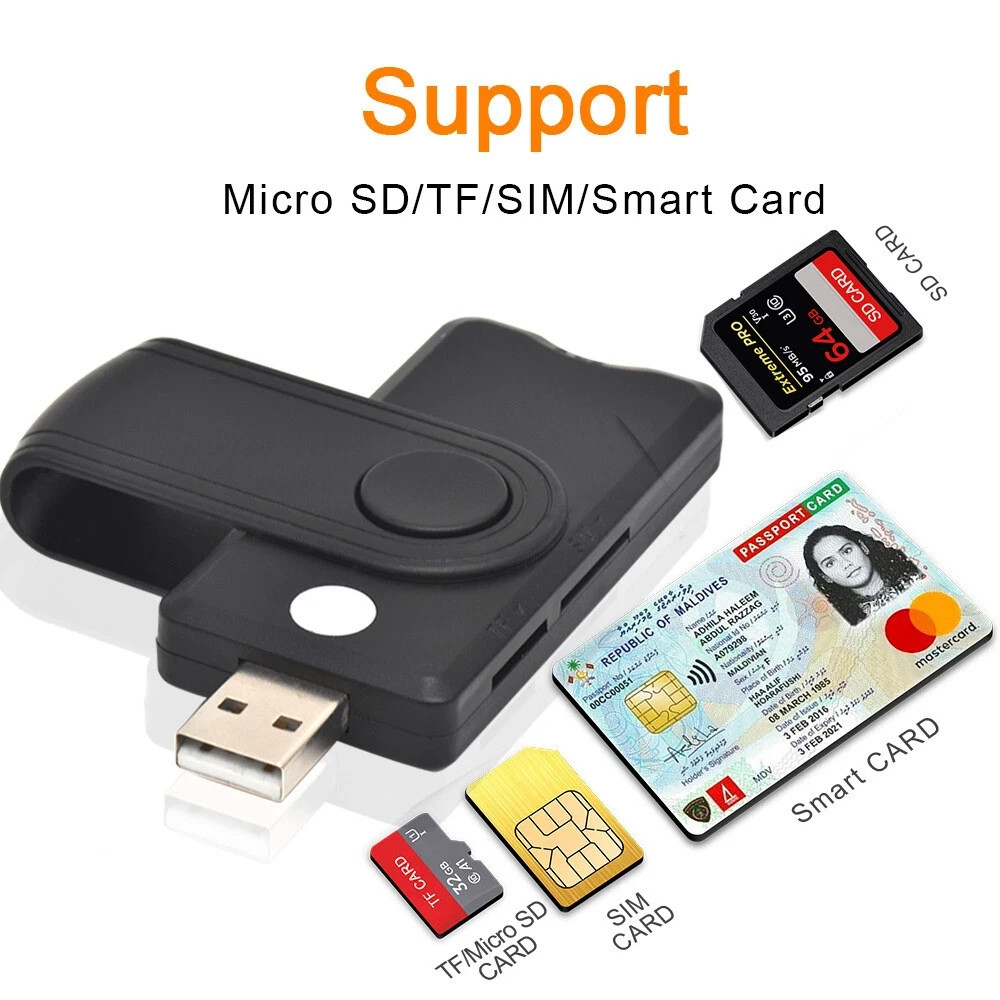 Multifunctional USB 2.0 TF SD SIM ID Card Reader Memory Adapter for PC Laptop