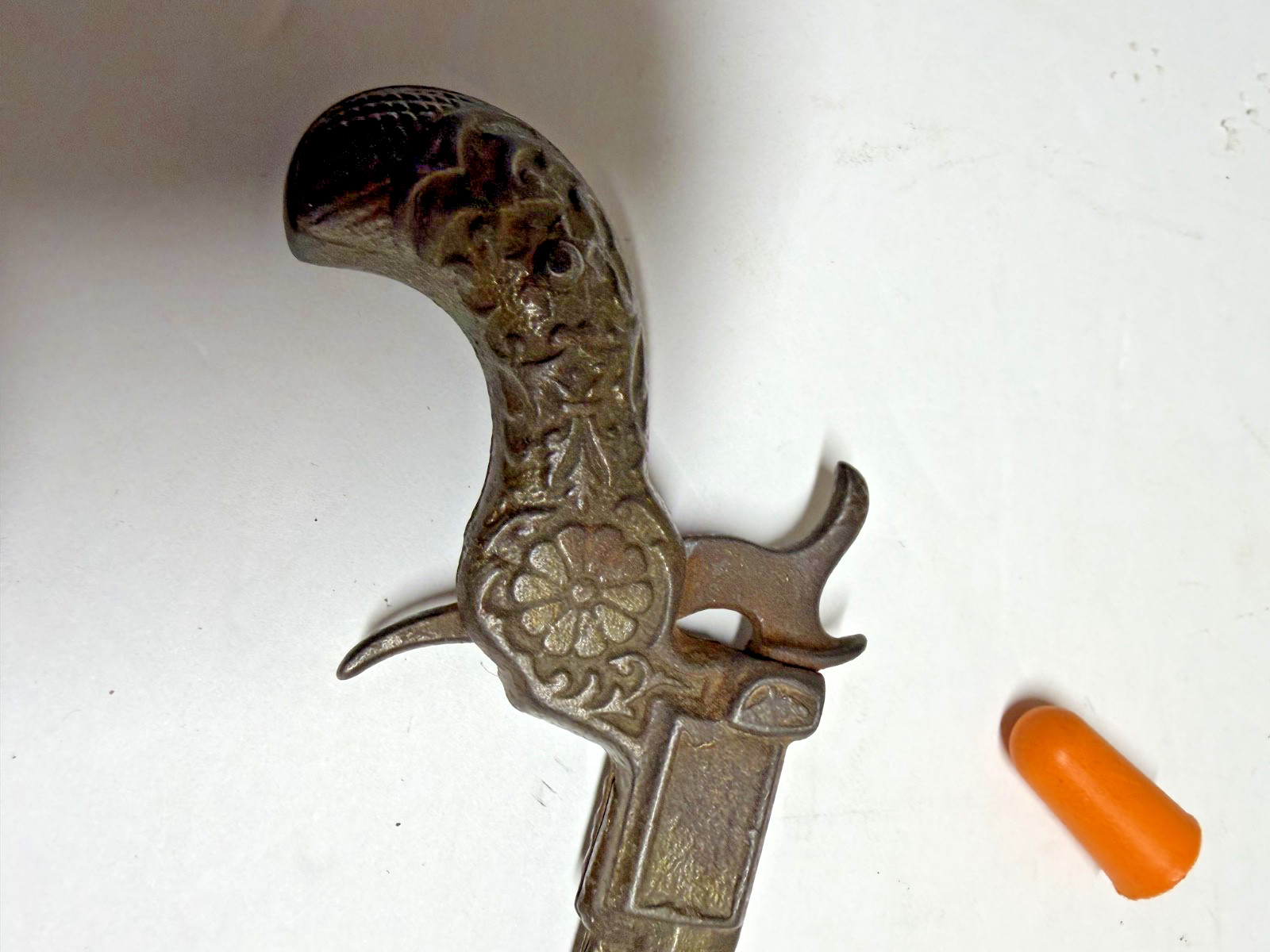 Antique Cast Iron Cap gun "King" Missing one side of Barrel