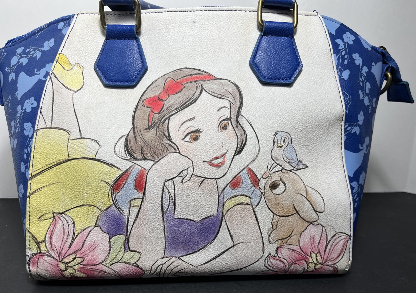 Disney LoungeFly Satchel Handbag Purse Snow White Blue & White 14x10"
