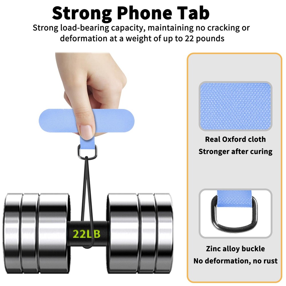 TACOMEGE Phone Tether Tab for iPhone, Cell Lanyard Patch, Blue