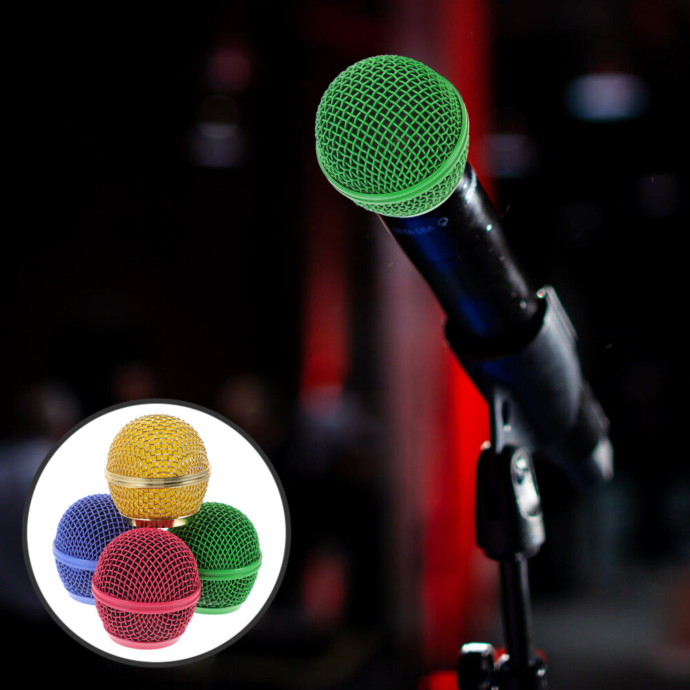 4 Pcs Microphone Mesh Grill Head Replace Microphones Grille Colored Accessories