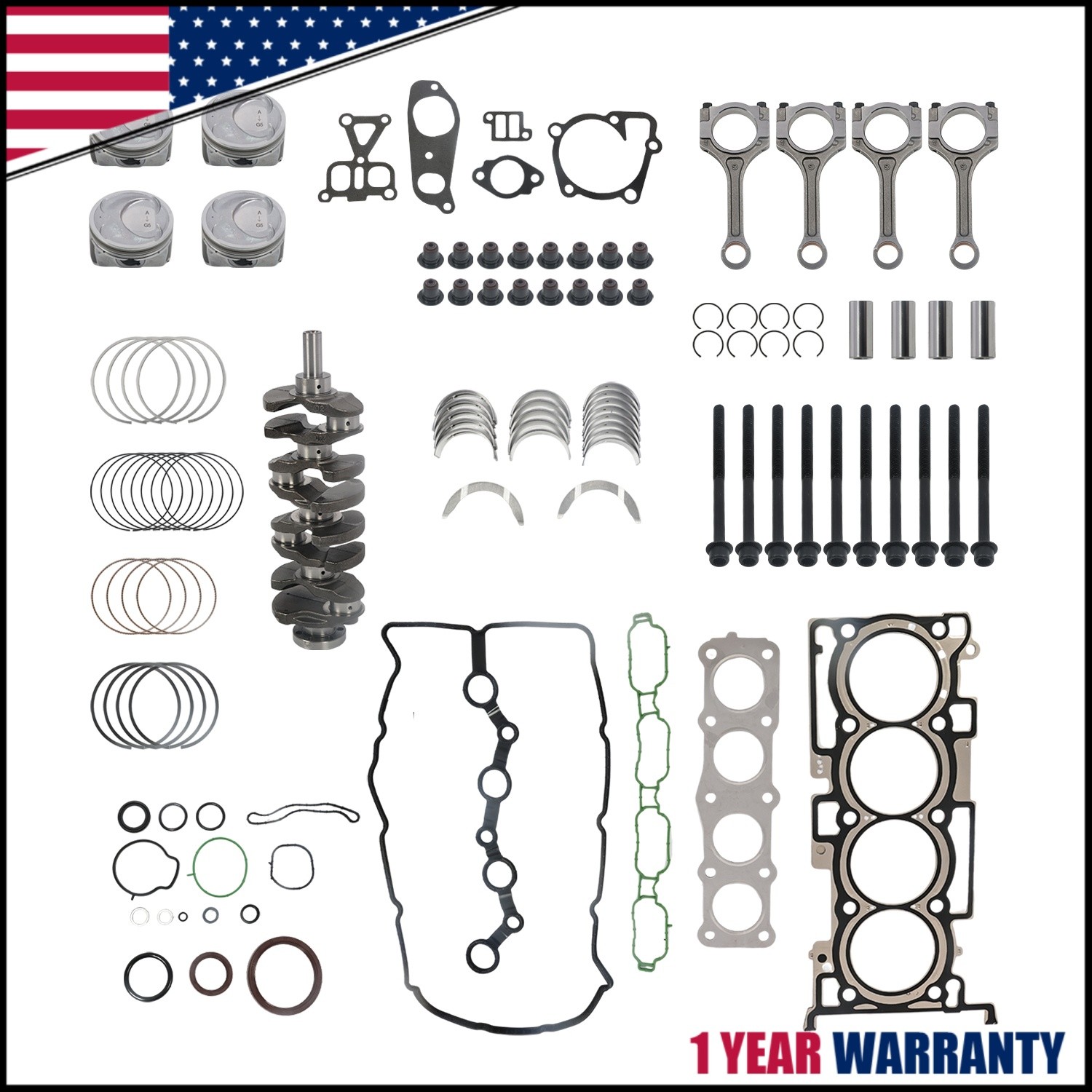2.4L G4KJ Engine Rebuild Overhaul Kit- Crankshaft & Con Rods For HYUNDAI KIA