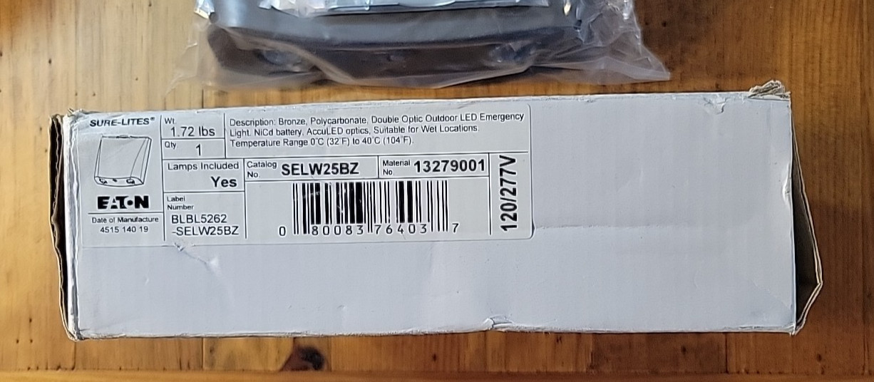 Eaton Sure-Lites SELW25BZ SELW LED Indoor/Outdoor Emergency Light - Bronze - NEW