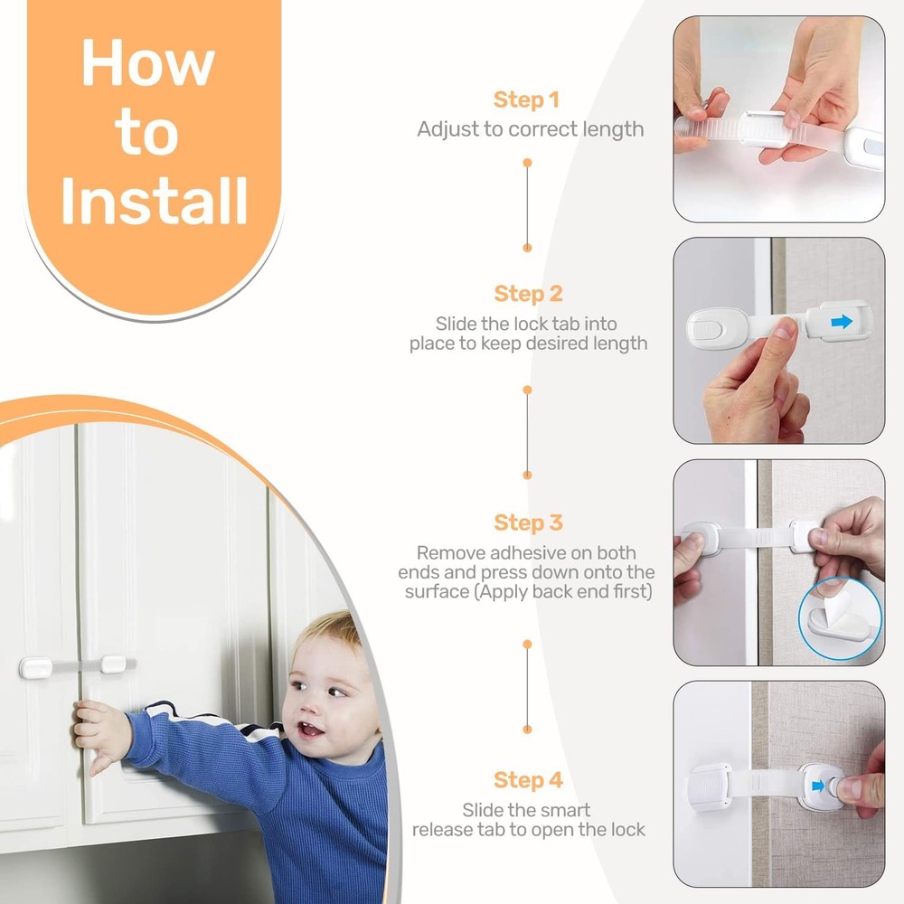 24 Outlet Plug Covers Bundle with 6 Safety Strap Locks for Child Safety