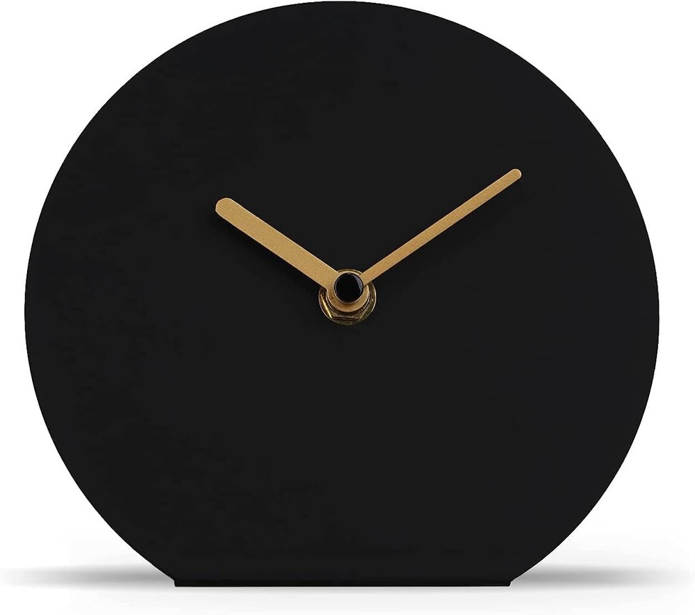 SOFFEE DESIGN 6'' One-Piece Table Clocks Without Scale Black Tabletop Clock