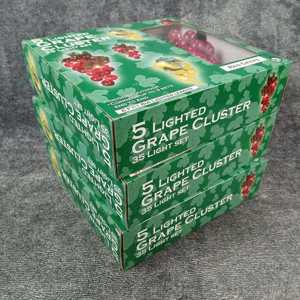 3 Sets Red Grape Cluster Lights String Indoor Outdoor String Lighted Wine Patio