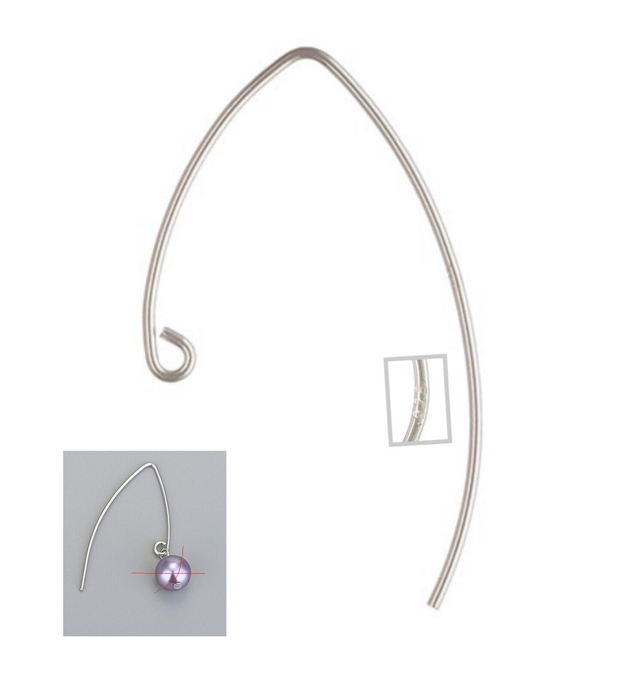 925 Solid Sterling Silver V Shape Earwire Earring Hook Findings 10pcs/5 Pairs