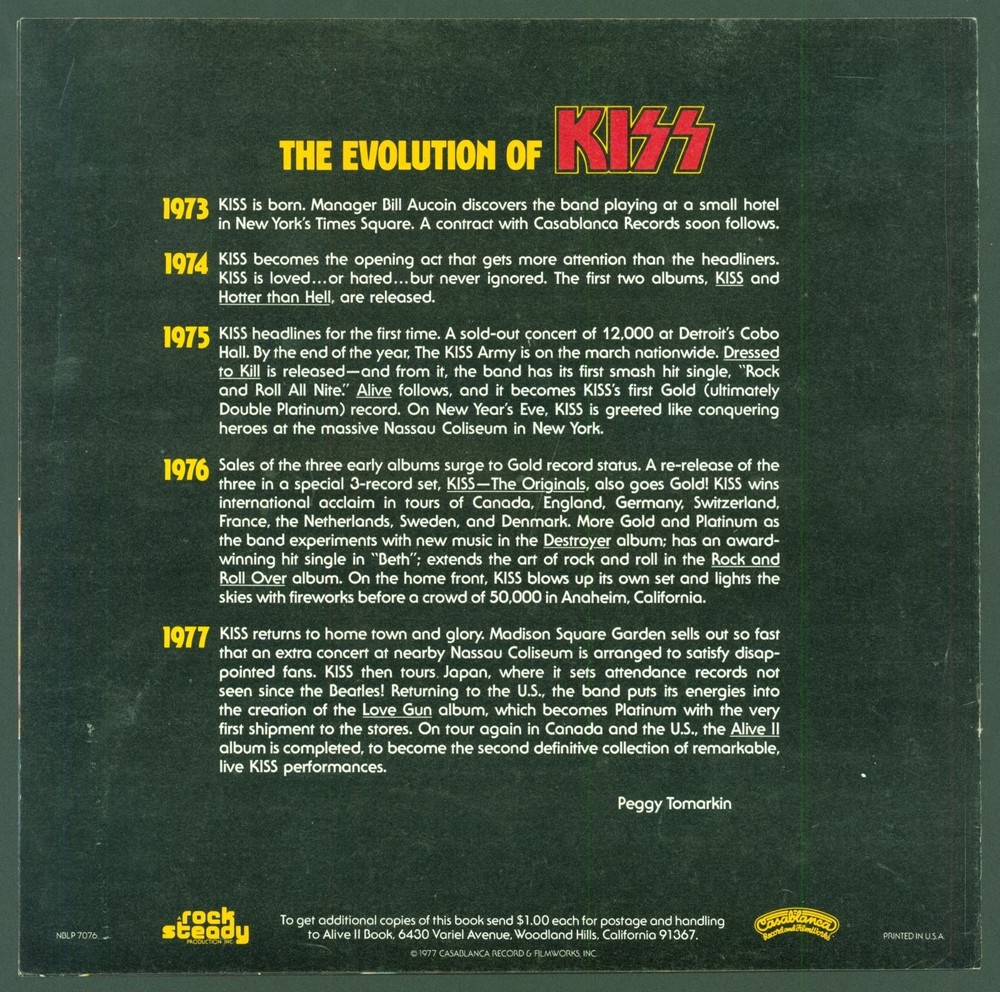 The Evolution of KISS Vintage Insert Booklet 1977 CB1