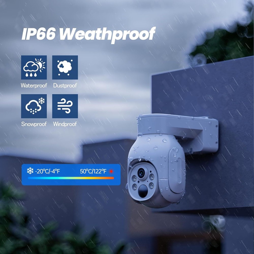 4MP Wireless CCTV Security Camera System Solar & Battery Powered Wifi PTZ Camera