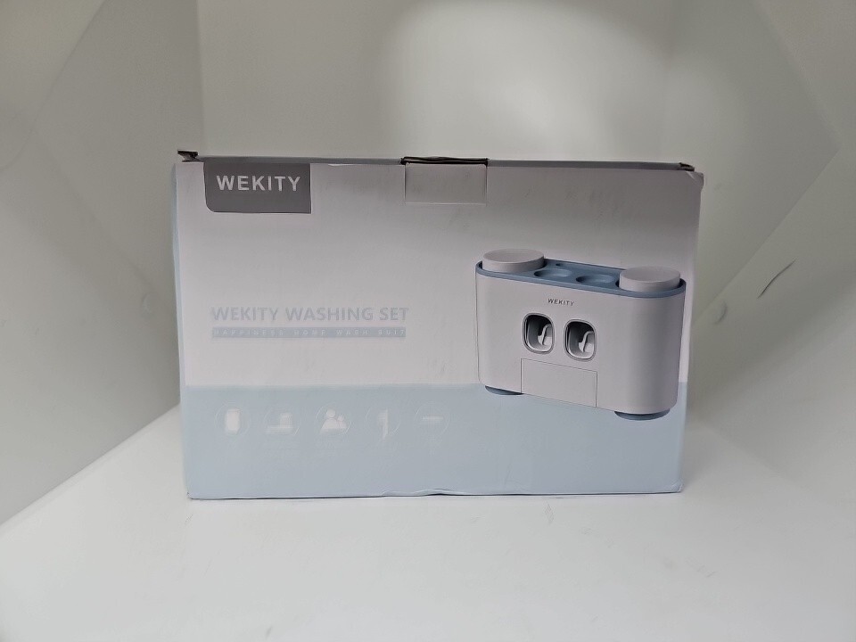 Wekity Toothbrush Holder Dispenser Wall Mounted Multi Functional 5-Slots 4-Cups