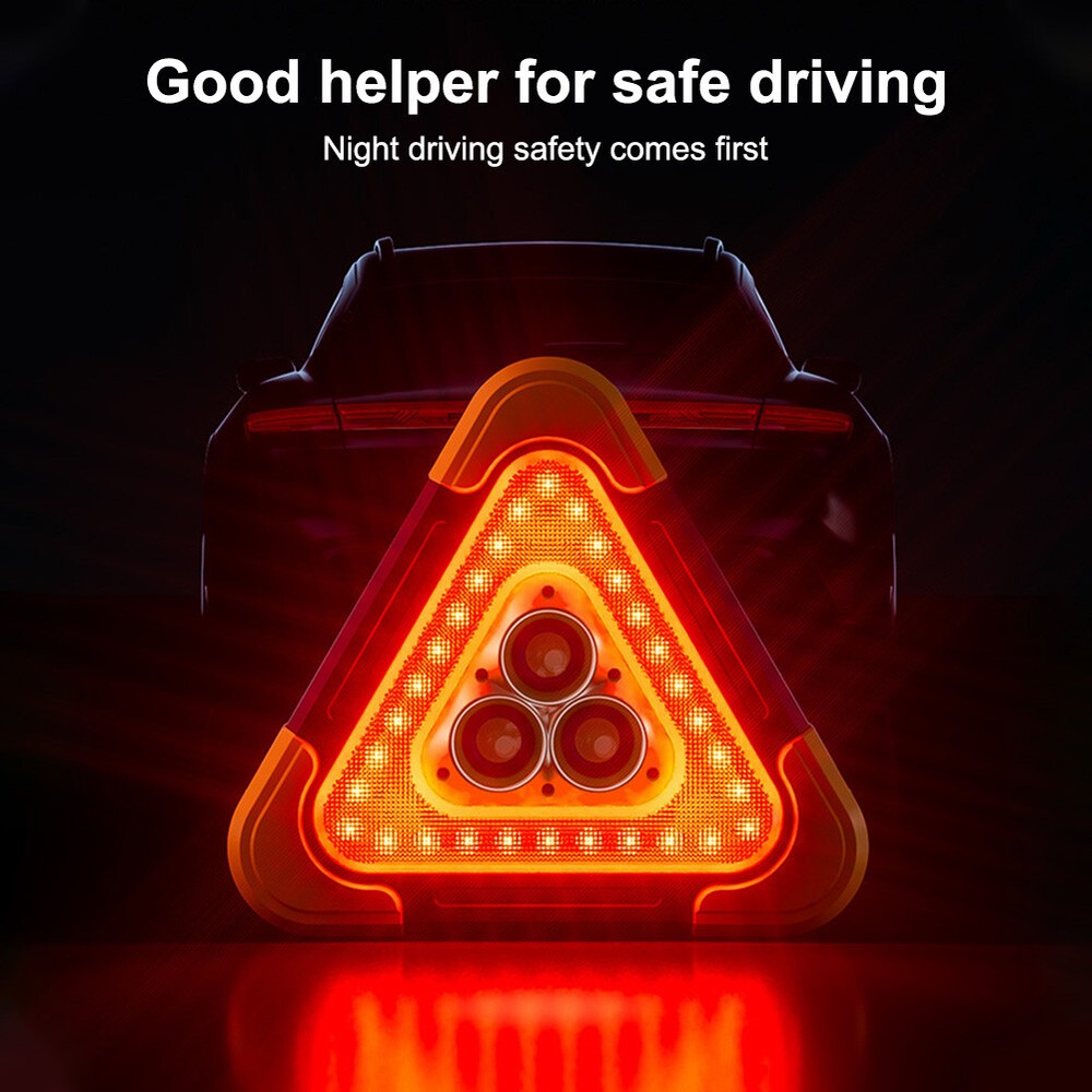 Foldable Car Emergency Triangle Warning Light Multi-Function LED Light Solar US