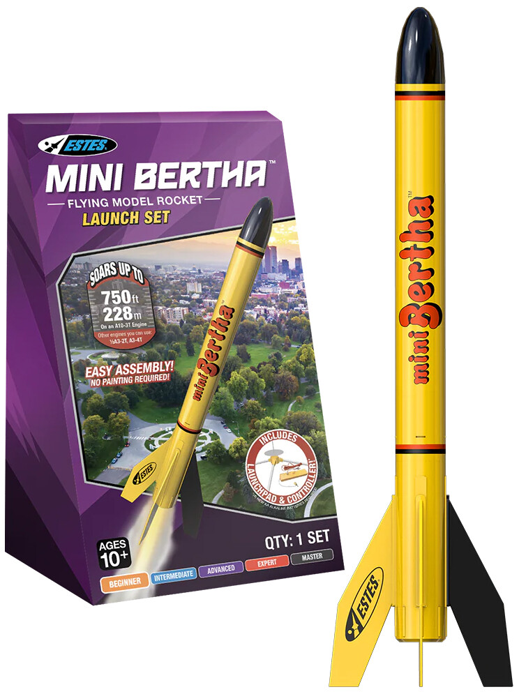 Estes Mini Bertha Beginner Model Rocket Launch Set w/ Launch Pad & Controller