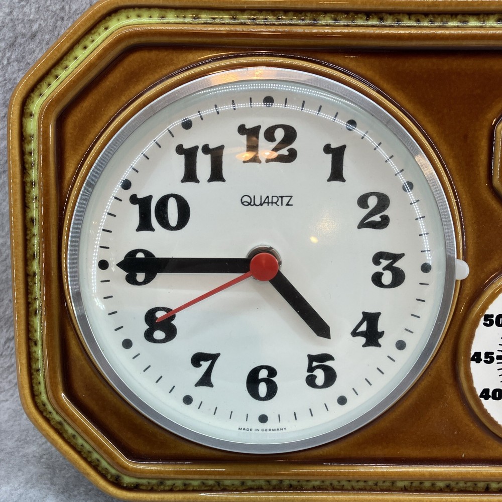 CERAMIC Top! Clock Vintage Quartz Kitchen Timer! 1960s Germany Please Read