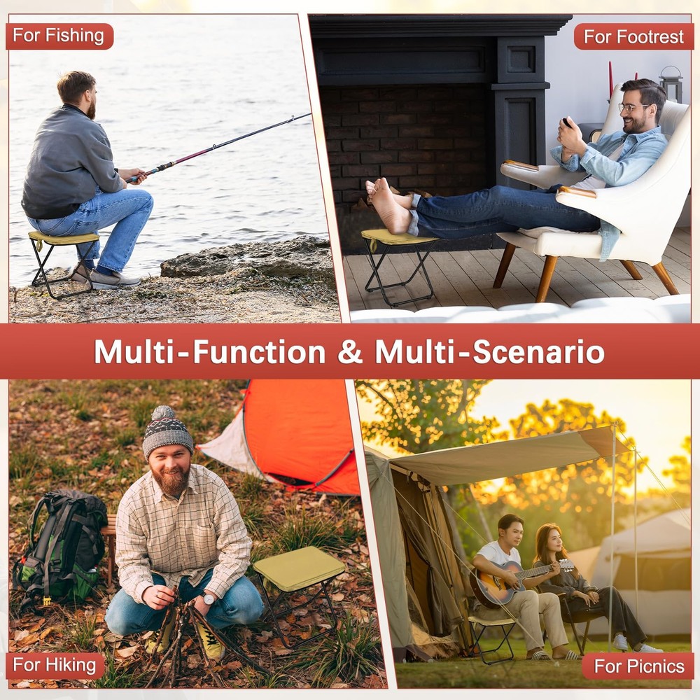 Small Foldable Backpack Stool, 12-Inch Mini Portable Camping Stool Folding Ch...