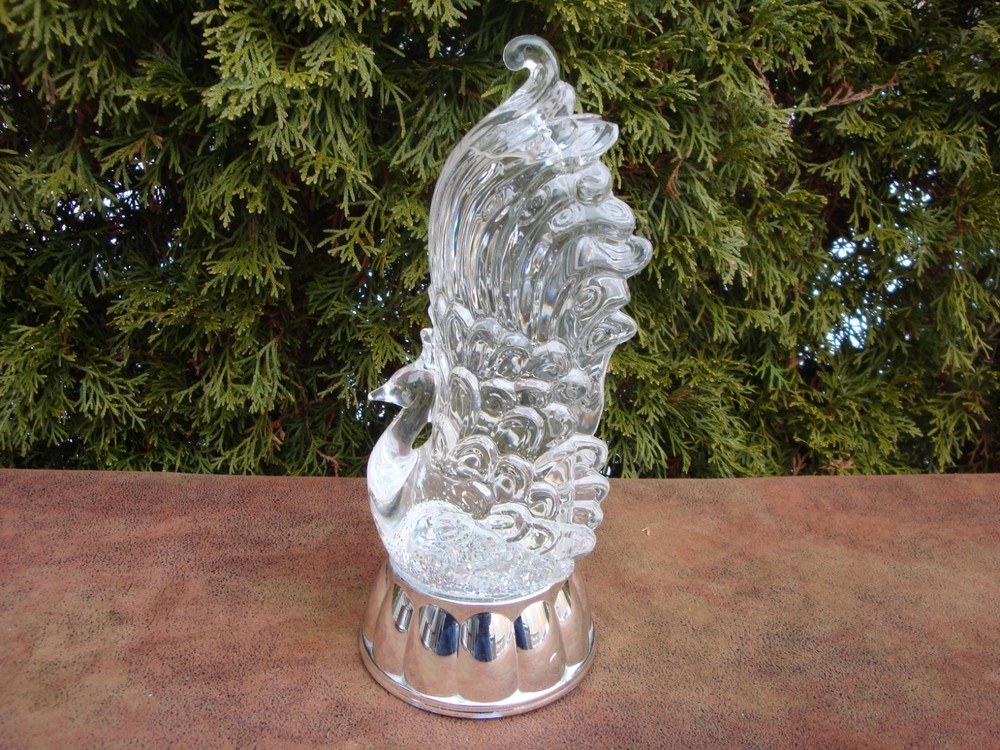 Peacock/Glitter Globe 11" tall (Not working)