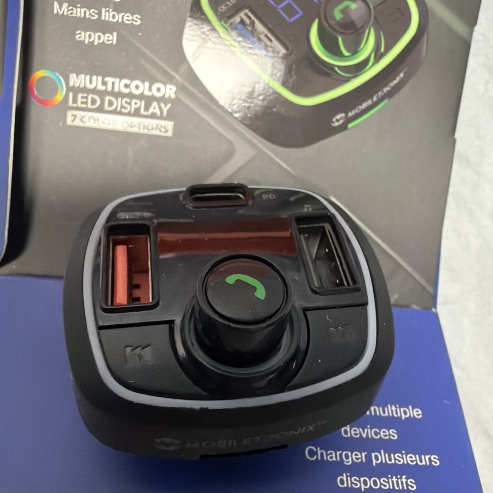 Mobiletronix Wireless FM Transmitter & Car Charger Bluetooth Open Box New