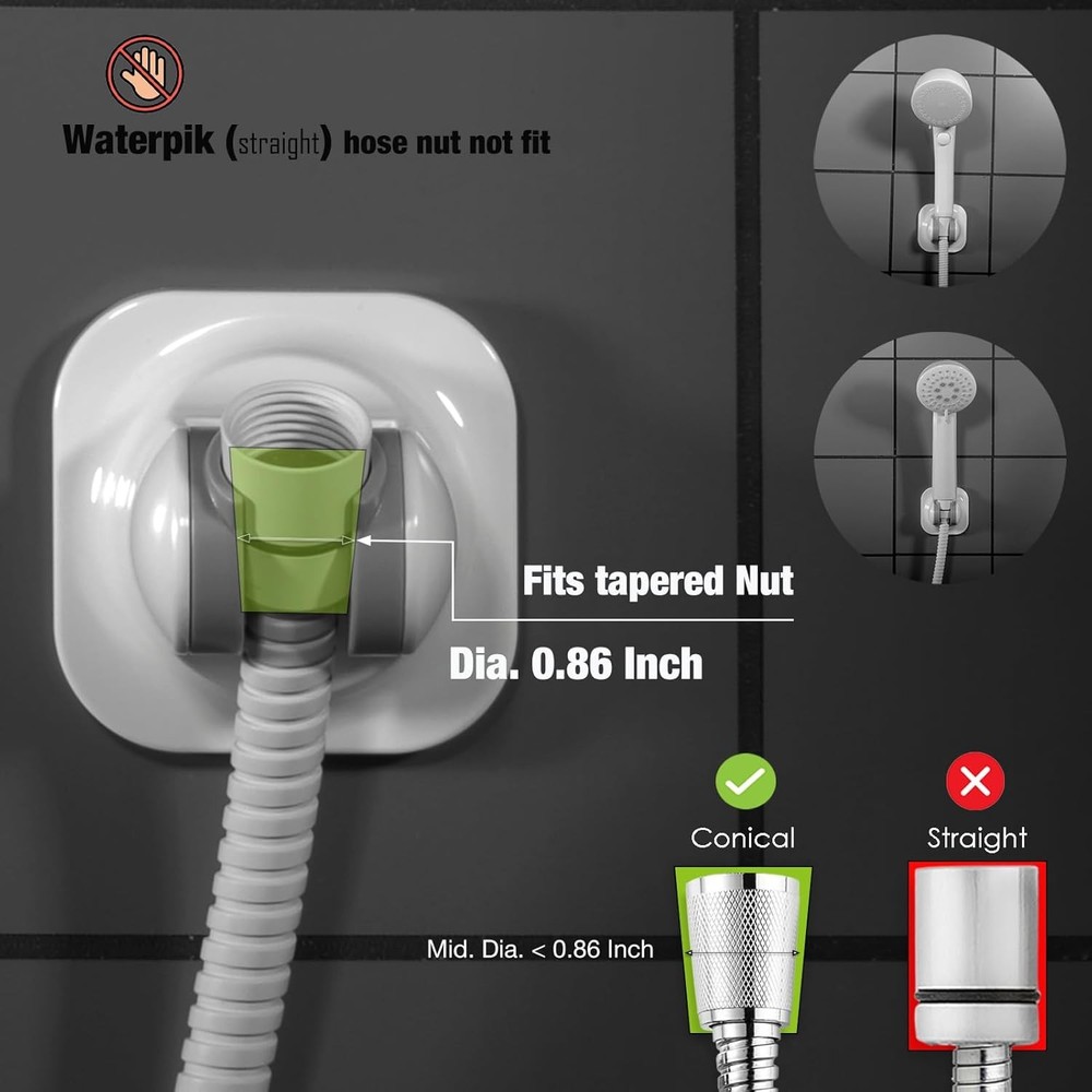 Handle held Shower Head Holder - 5 Positions Adjustable - Gloss White