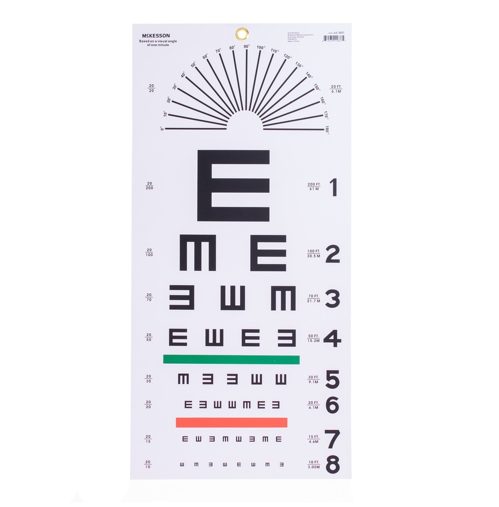 McKesson 20 Foot Distance Wall Mount Eye Chart Tumbling E