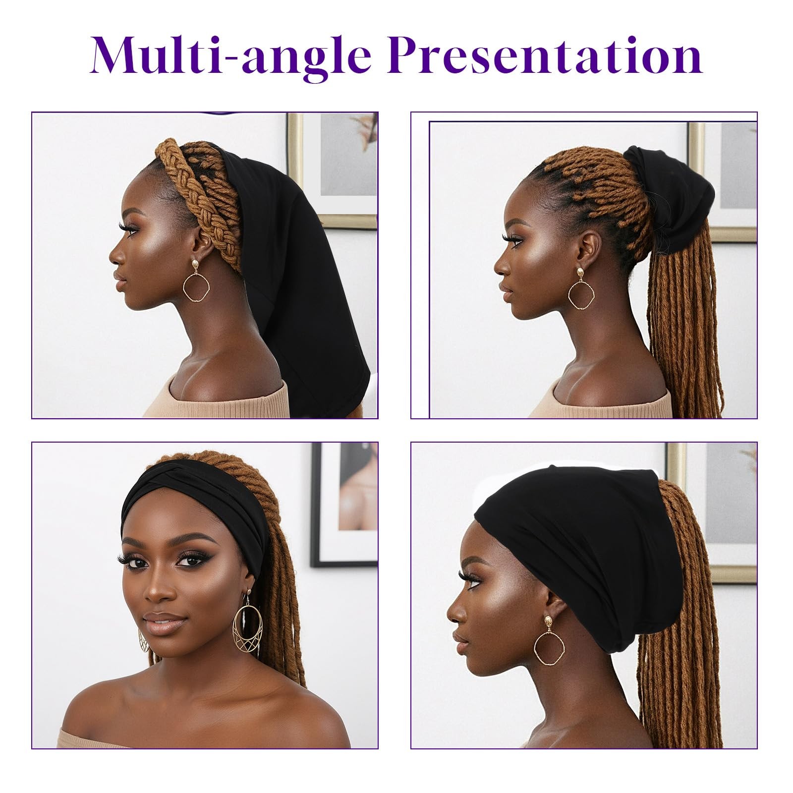 4pcs Dreads Cap, Loc Sock, Dreadlock Caps for Men, Soft and Comfortable, Tube