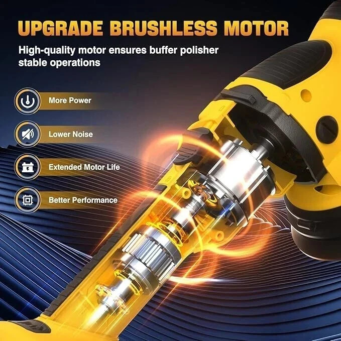 Cordless Buffer Polisher Kit for Dewalt 20V Battery (No Battery), 6-Inch Orbita