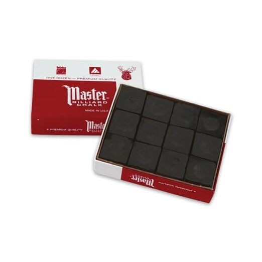 Master Billiard/Pool Cue Chalk Box, 12 Cubes Black
