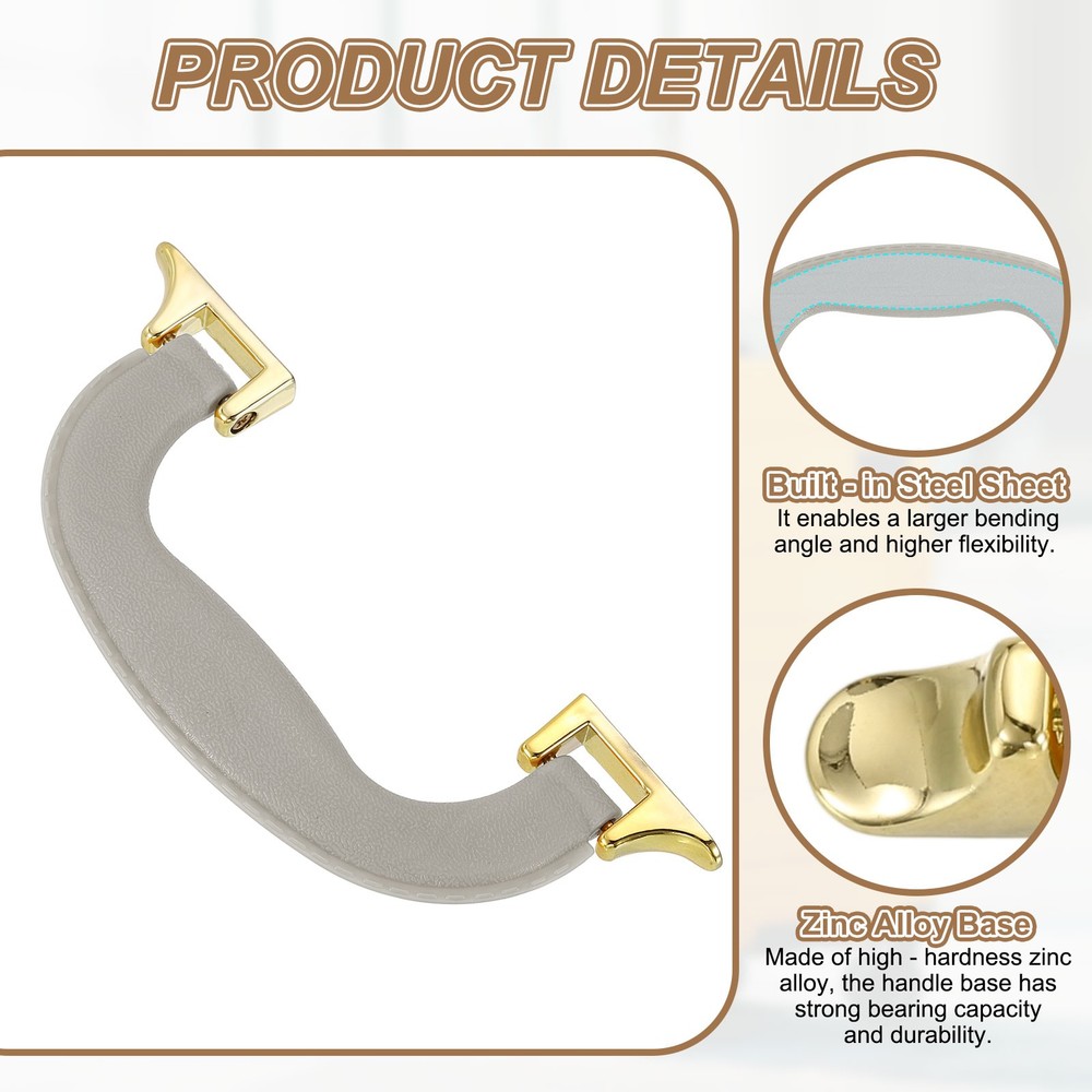 2Pcs Luggage Handle Plastic Pull Handle Grip Replacement with Screws Light Gray