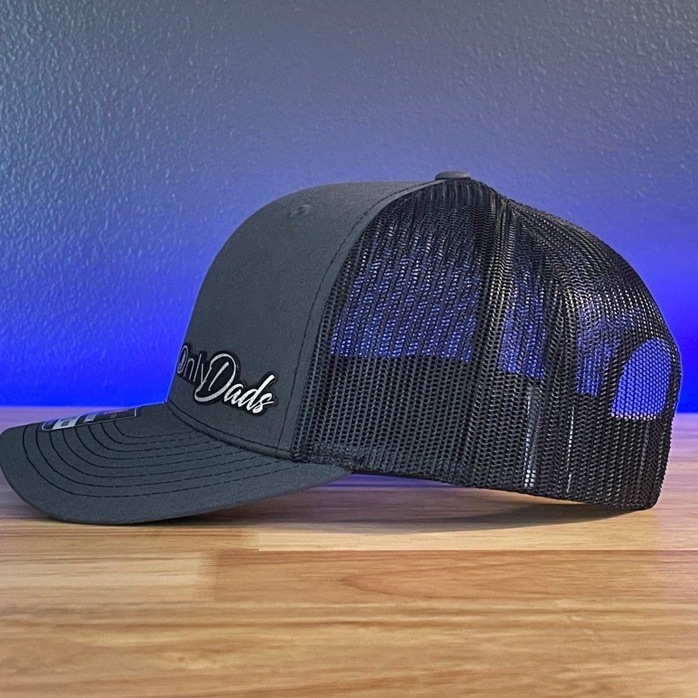 Only Dads Funny Leather Patch Hat Charcoal/Black