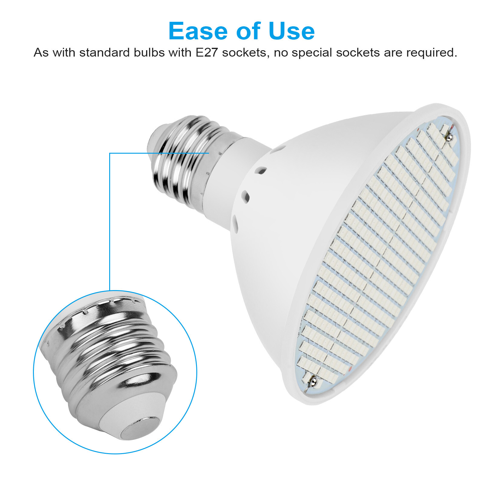 300LED Grow Light Bulb Full Spectrum Light for Indoor Plants Flowers Veg Growing