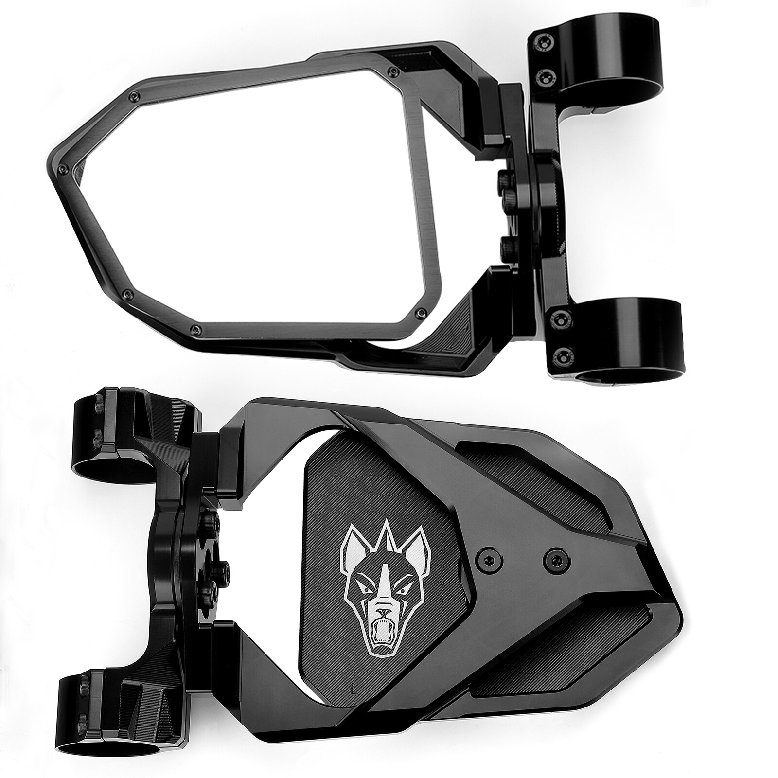 Chupacabra Offroad Cuero Race Mirrors + Amber LED Lights 1-7/8" OD Tube-Black