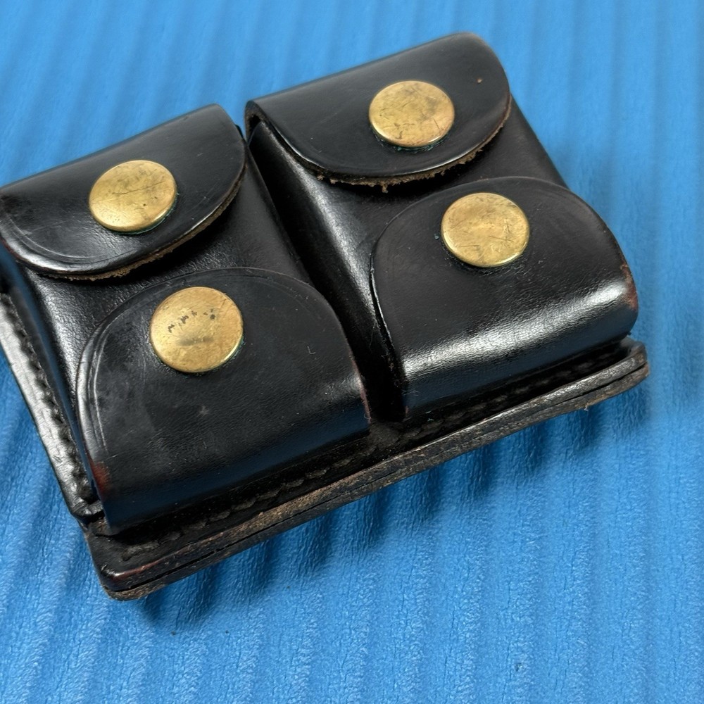 Jay Pee Double 38 Spl. 357 Ammo Dump Snap Pouch Black Leather