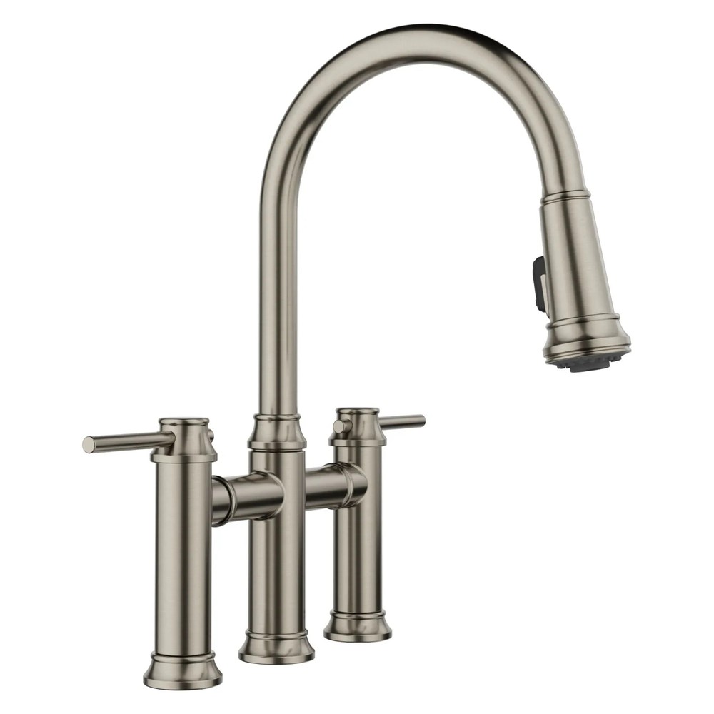 Blanco Empressa 2-Handle Pull-Down Bridge Kitchen Faucet – Satin Platinum