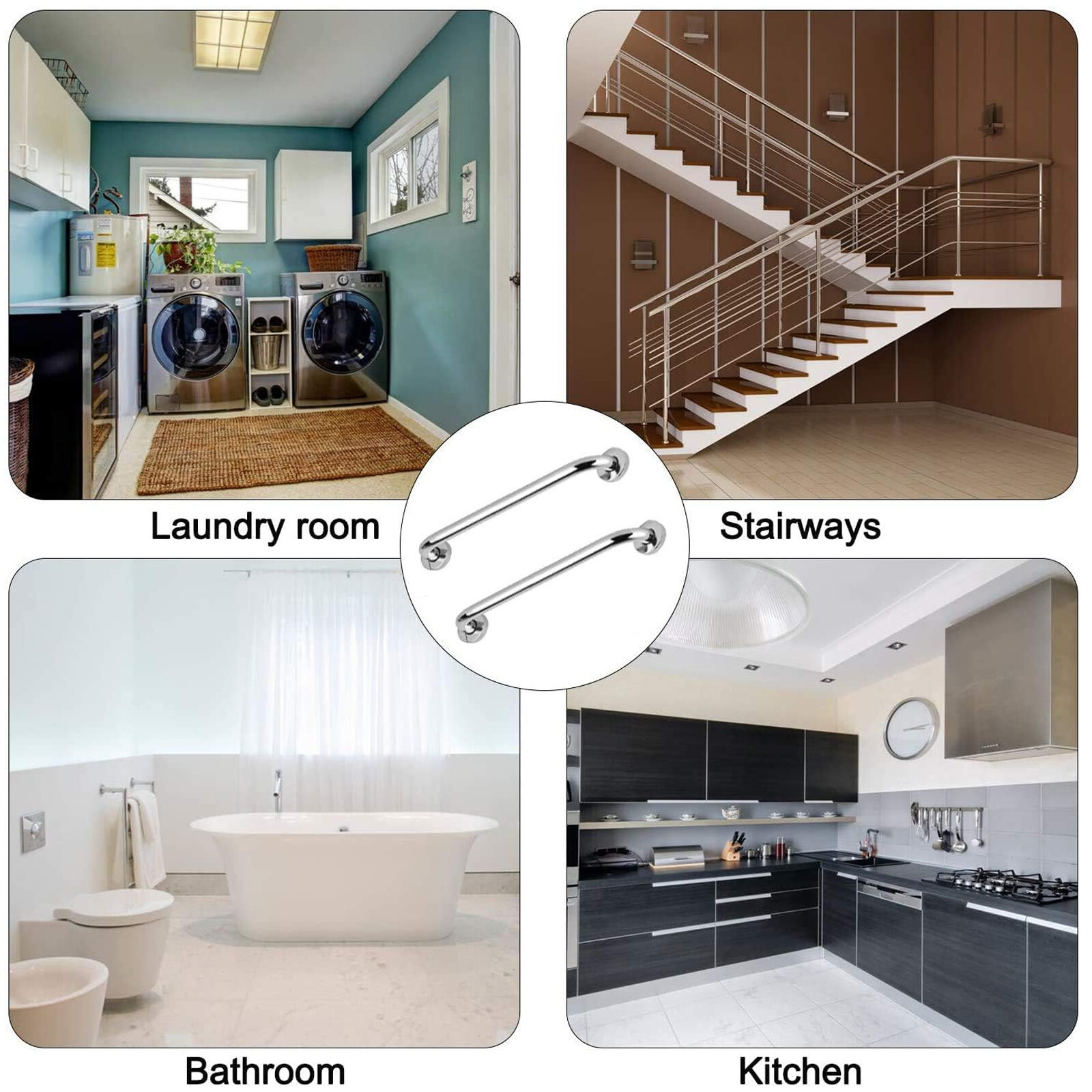 2 Pack Stainless Steel Shower Grab Bar Bathroom Safety Shower Handle for Elderly