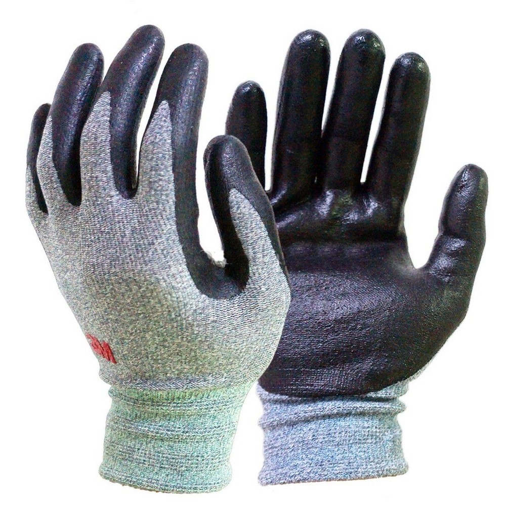 3M Nitrile Rubber Coated Work Gloves, Thin TouchScreen Washable 10 Pack Grey