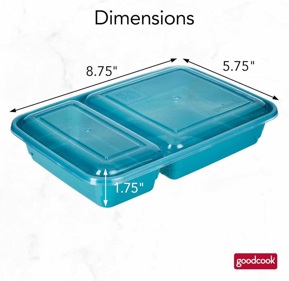 Food Storage Containers for Meal Prep Rectangle Two Compartments & Made without