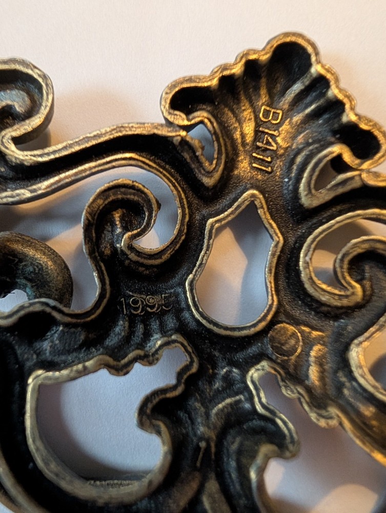 6 VTG BRASS 4" DROP BAIL DRAWER PULLS 1995 WITH ⅝" SCREWS