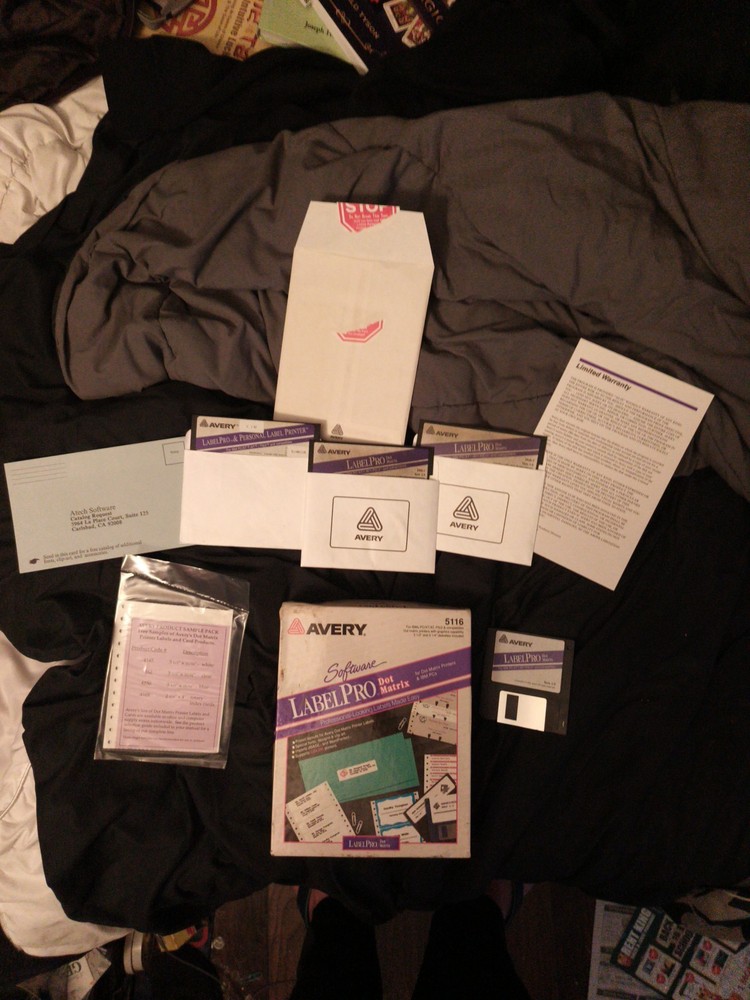 Vintage Avery 5116 Label Pro for Dot Matrix Printers Software IBM Compatible NOS
