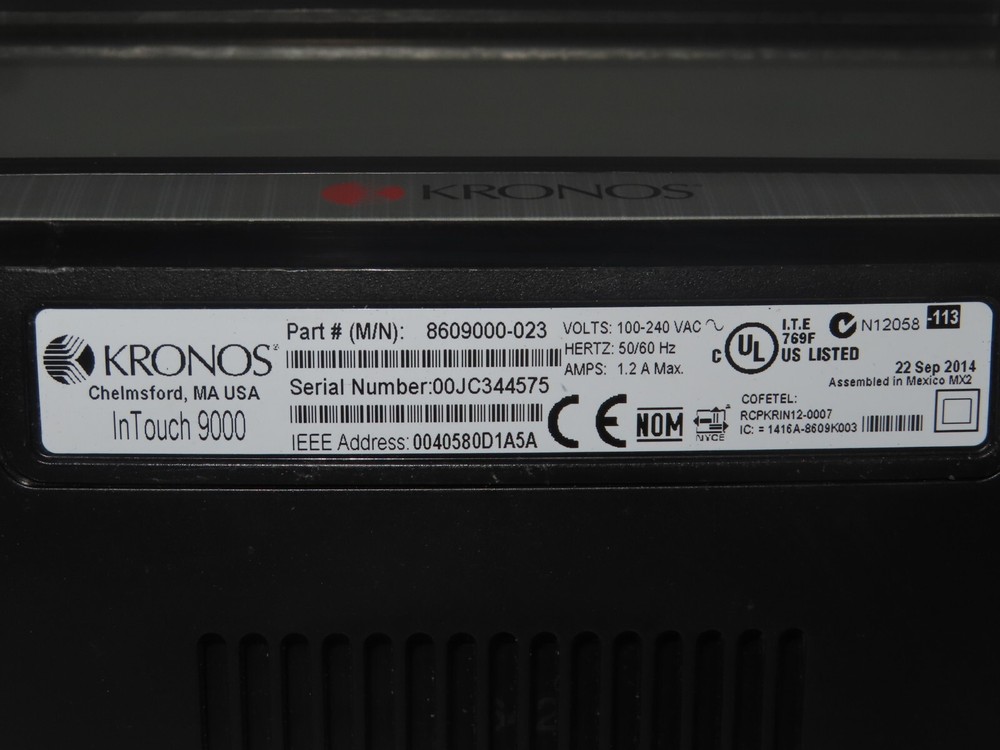 Kronos InTouch 9000 8609000-023 Time Clock Management System