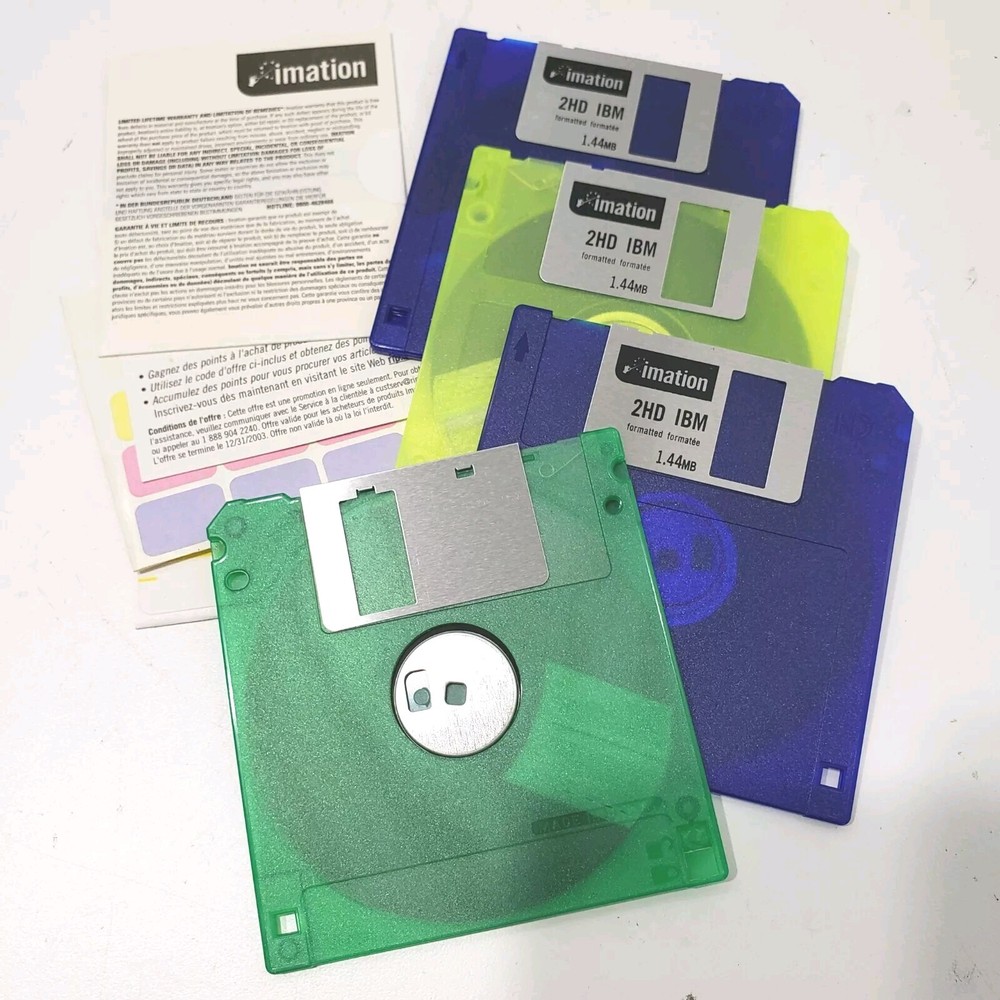 Imation 2HD 3.5" Diskettes 4 Blank IBM Formatted High Density Floppy Disks