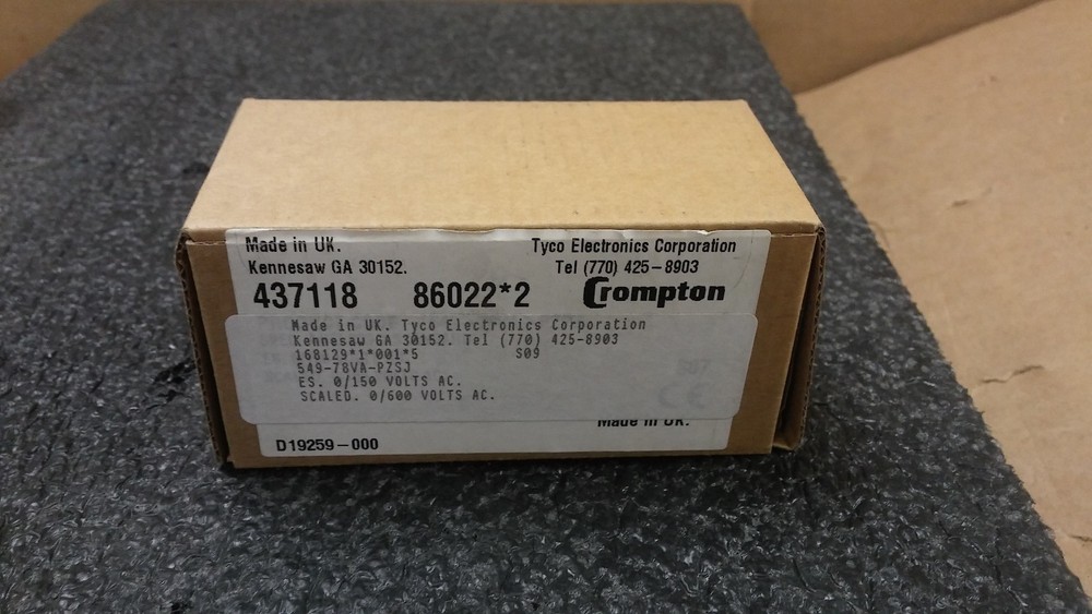 TE TYCO CROMPTON 549-78VA-PZSJ 0/600 Volts AC Scaled AC Voltmeter Panel Meter